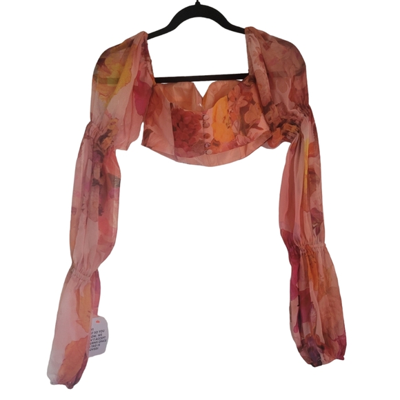 Asos Design floral bustier top with puff sleeves Size 4 NWT - Picture 12 of 13